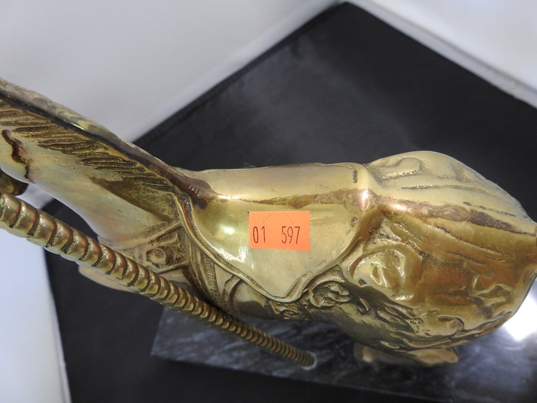 Solid Brass Carousel Horse on Black Marble Base - 9