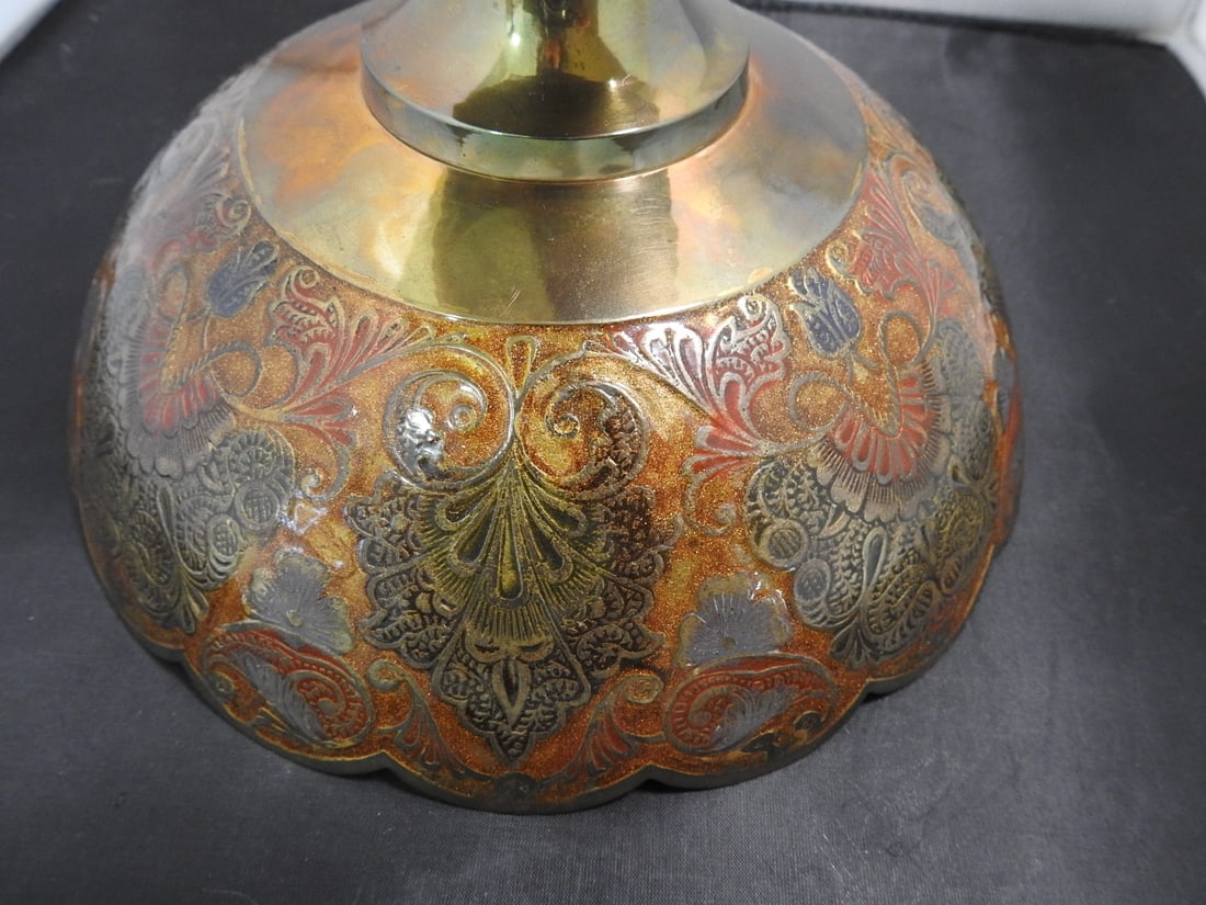 Cloisonne Enamel and Brass Scalloped Fruit Bowl - 2