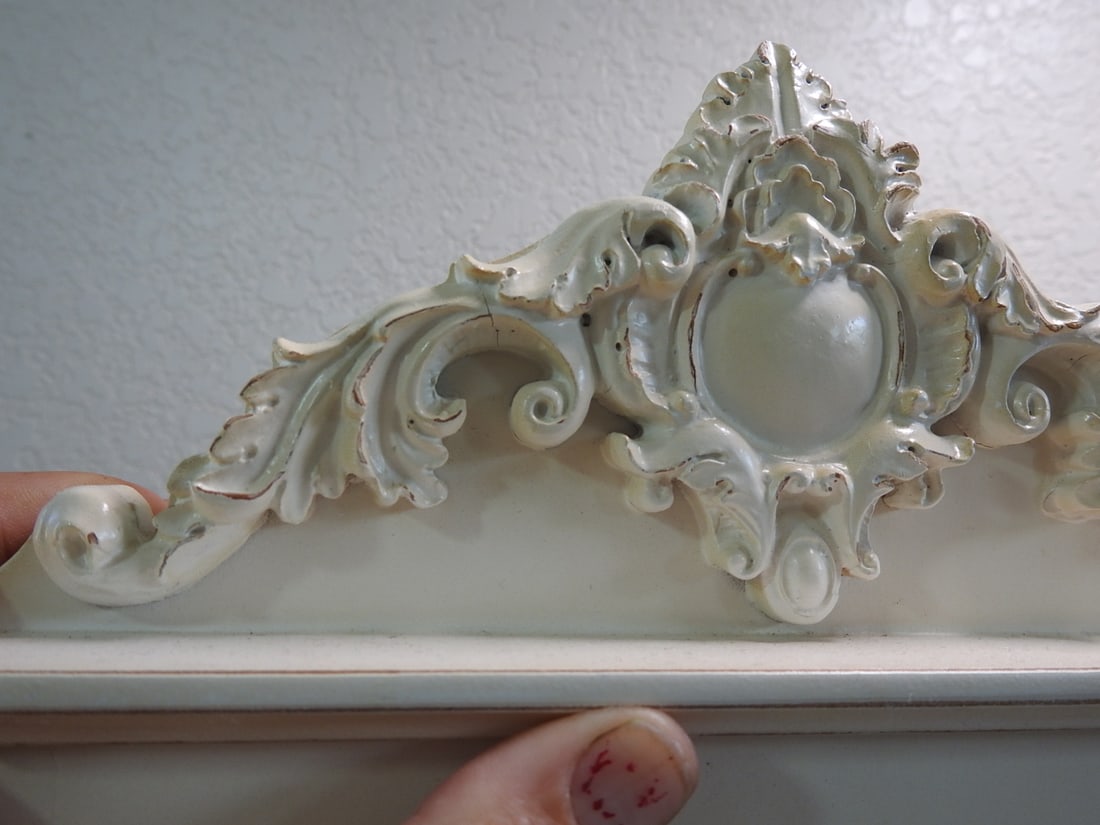 Shabby Chic French Style Wall Clock with Cubby Shelf - 3