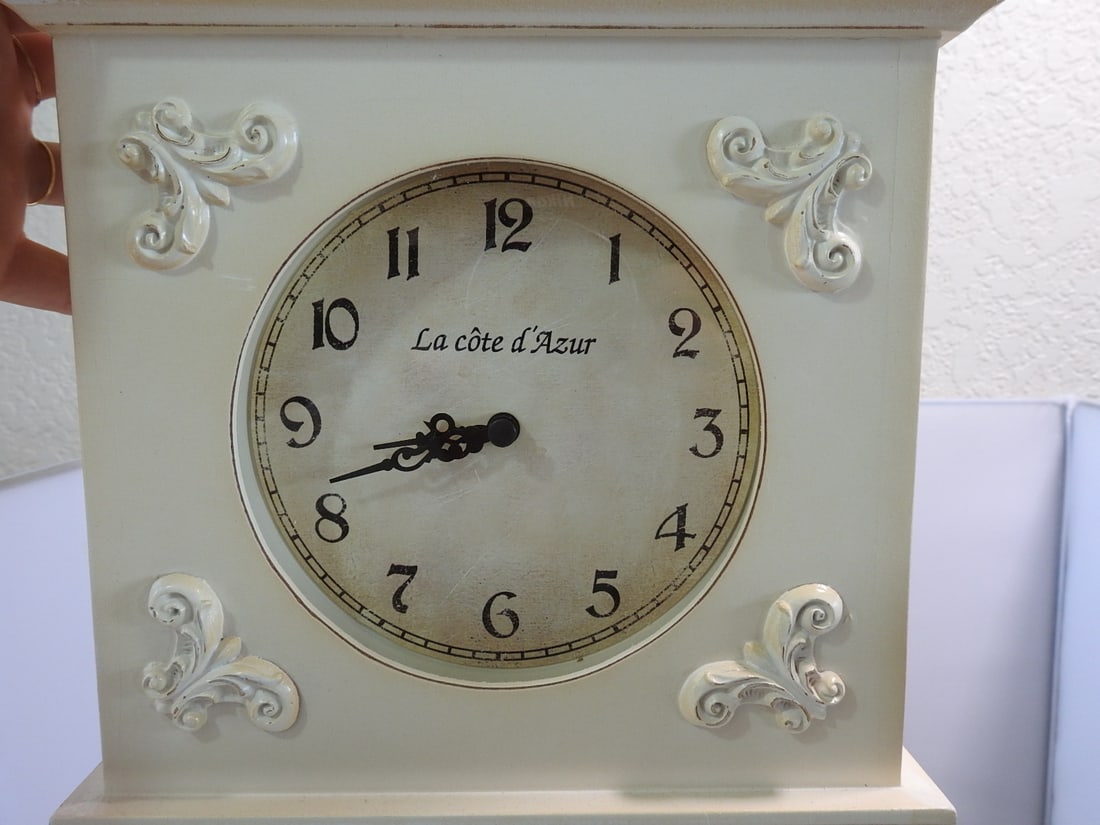 Shabby Chic French Style Wall Clock with Cubby Shelf - 4