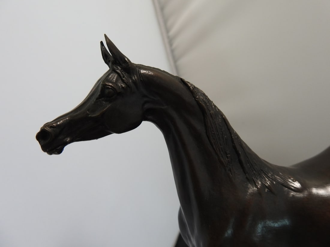 Jill M. Kinney Bronze Horse Statue on Wood Base - 8