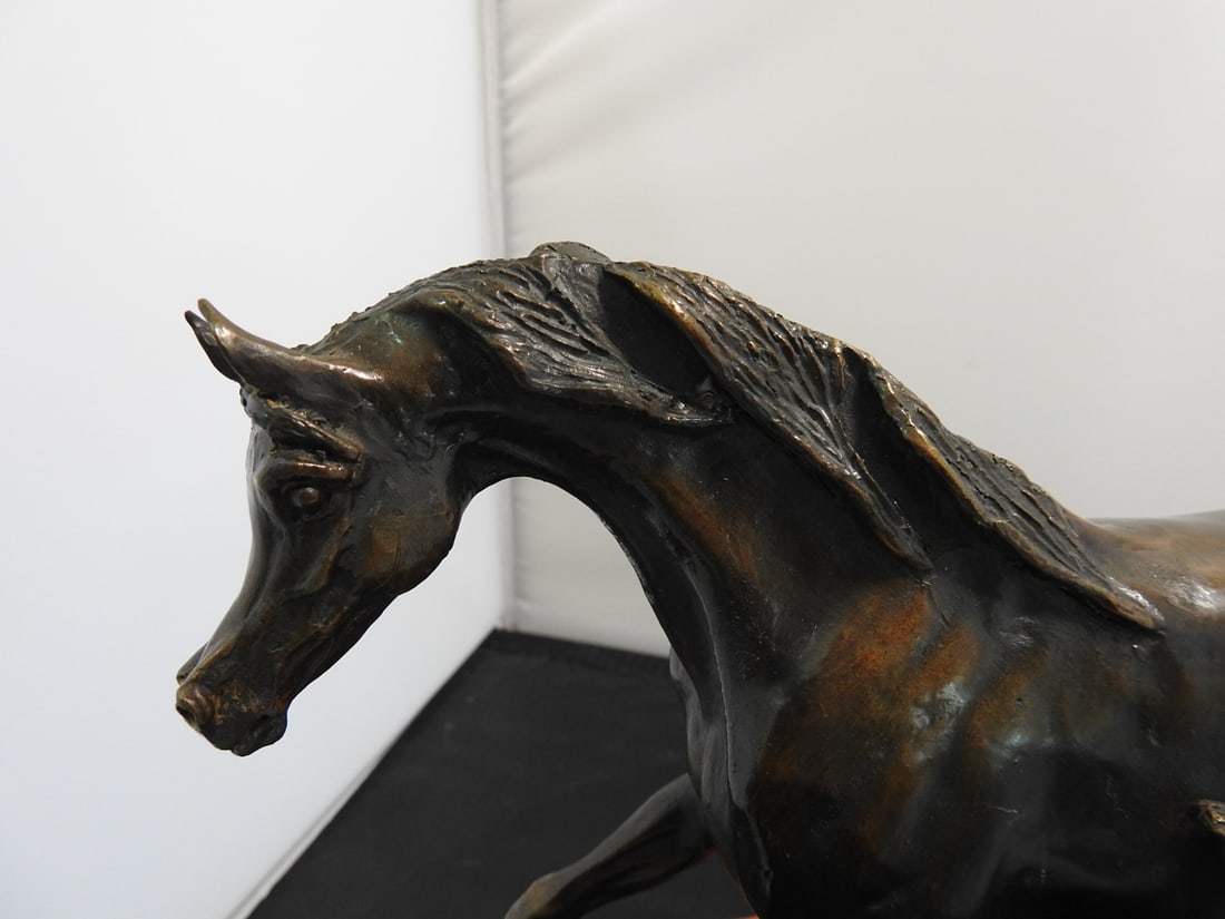 Jill M. Kinney Bronze Mare and Foal Statue on Wood Base - 5