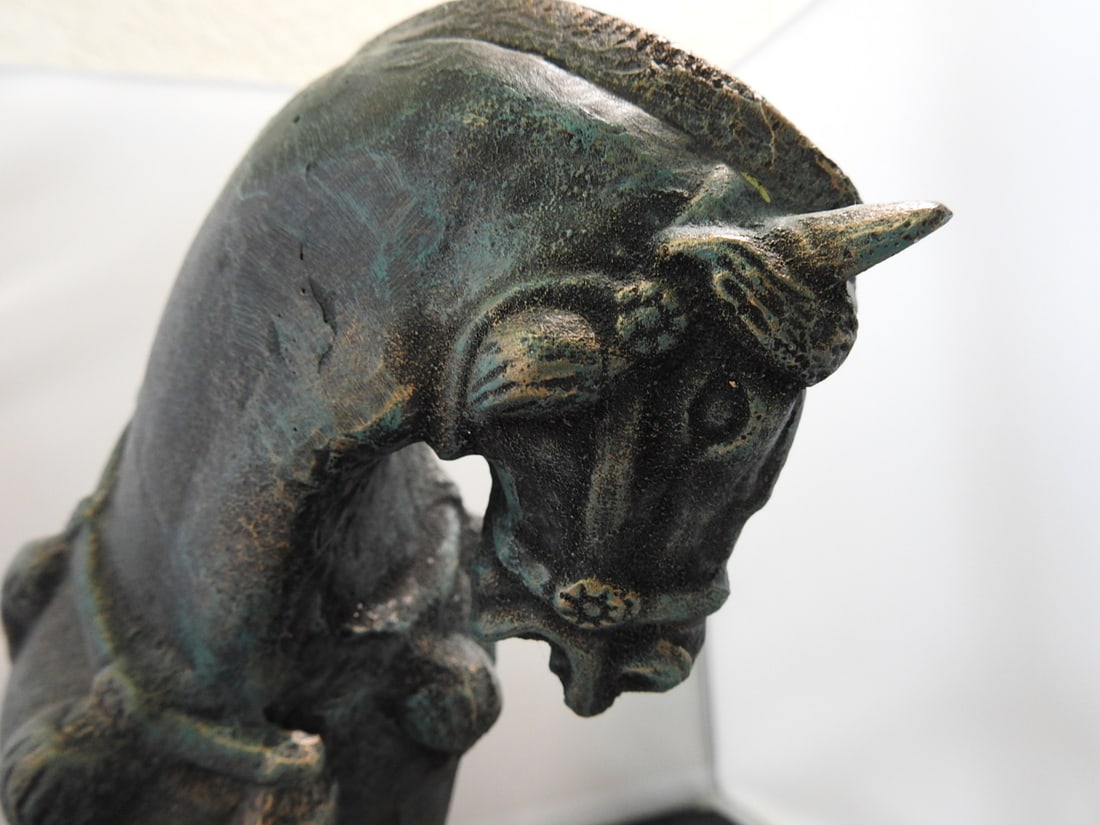 Faux Bronze Cast Metal Tang Dynasty Style Horse Statue - 4