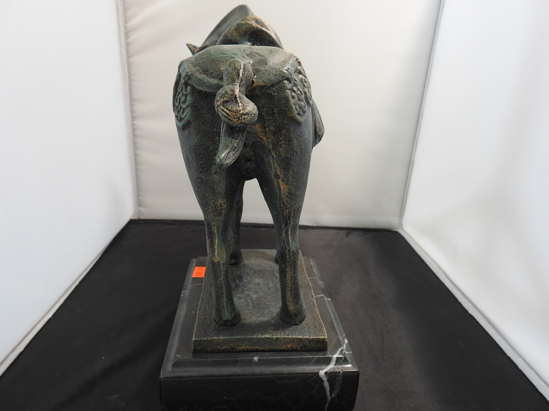Faux Bronze Cast Metal Tang Dynasty Style Horse Statue - 6