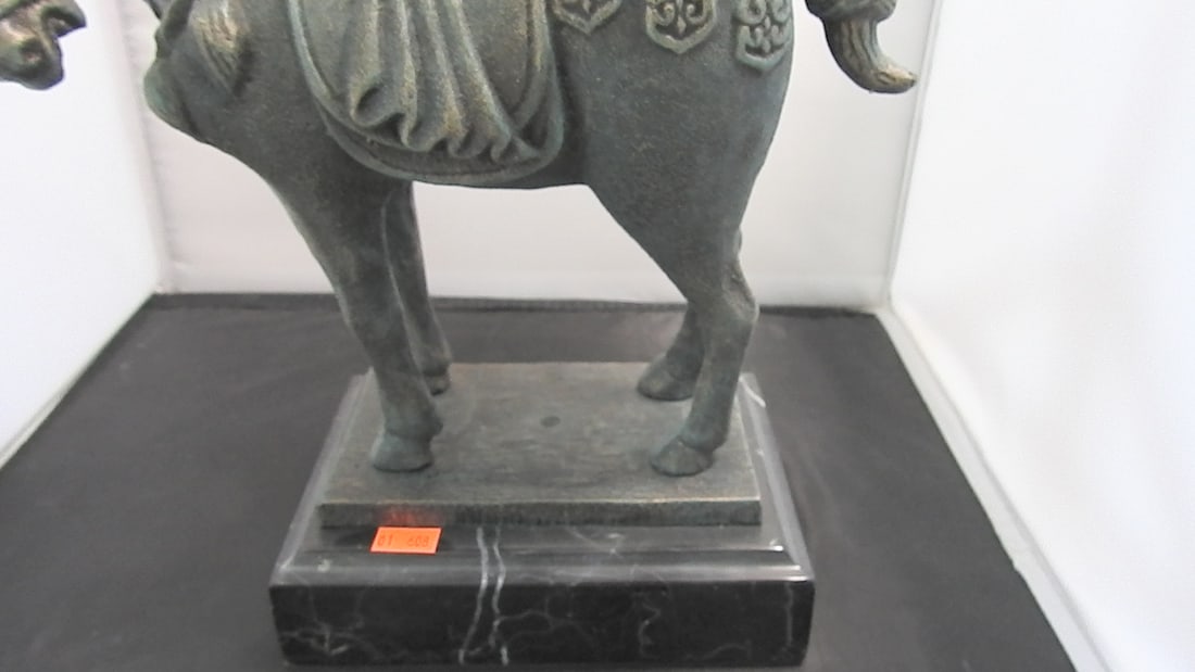 Faux Bronze Cast Metal Tang Dynasty Style Horse Statue - 7