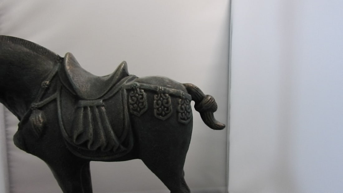 Faux Bronze Cast Metal Tang Dynasty Style Horse Statue - 8
