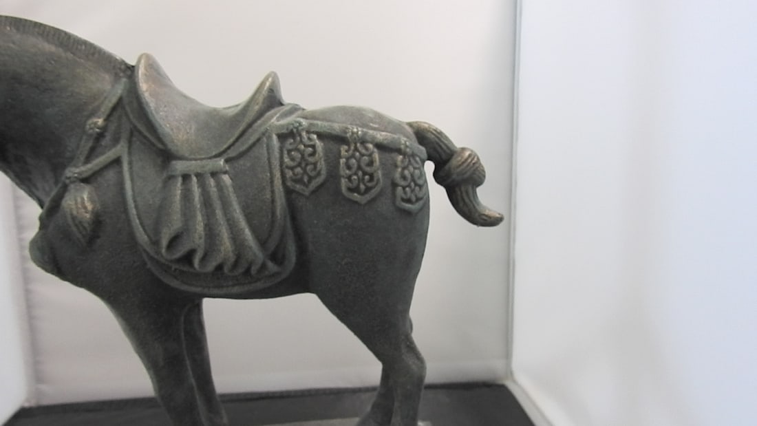 Faux Bronze Cast Metal Tang Dynasty Style Horse Statue - 9