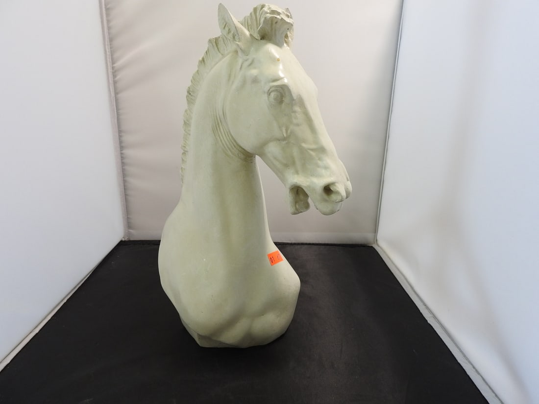 Design Toscano Horse of Torino Resin Horse Sculpture: Design Toscano Horse of Torino hard resin horse sculpture with classical white finish. Approx. 12.5 x 9.75 x 5 in.