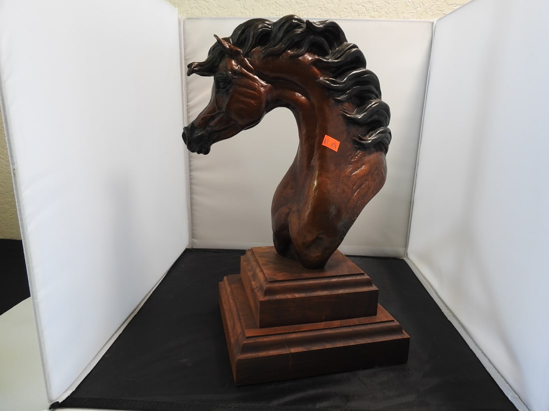Vicki Keeling All the King's Horses Bronze Sculpture: All the King's Horses bronze sculpture by artist Vicki Keeling, mounted on a wooden base. Approx. 15 x 10 x 7.5 in.