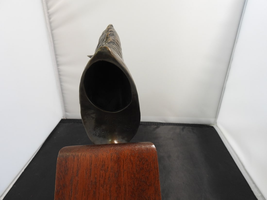 D. Moss 1980 Brass Horse Bust on Wood Base - 5