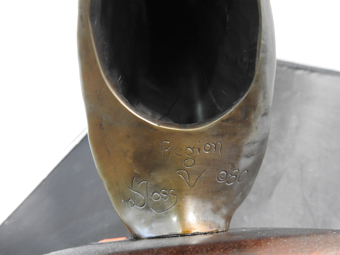 D. Moss 1980 Brass Horse Bust on Wood Base - 6