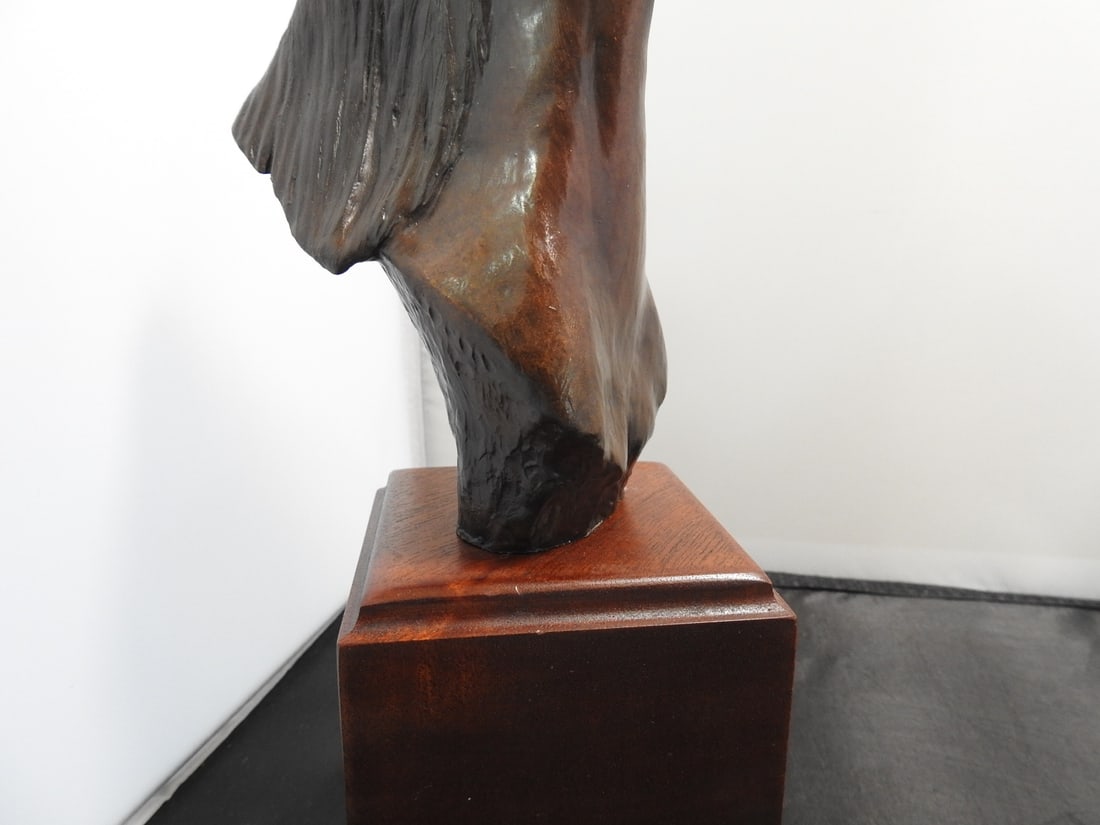 J. Moelles 1988 Bronze Horse Bust on Wood Base - 3