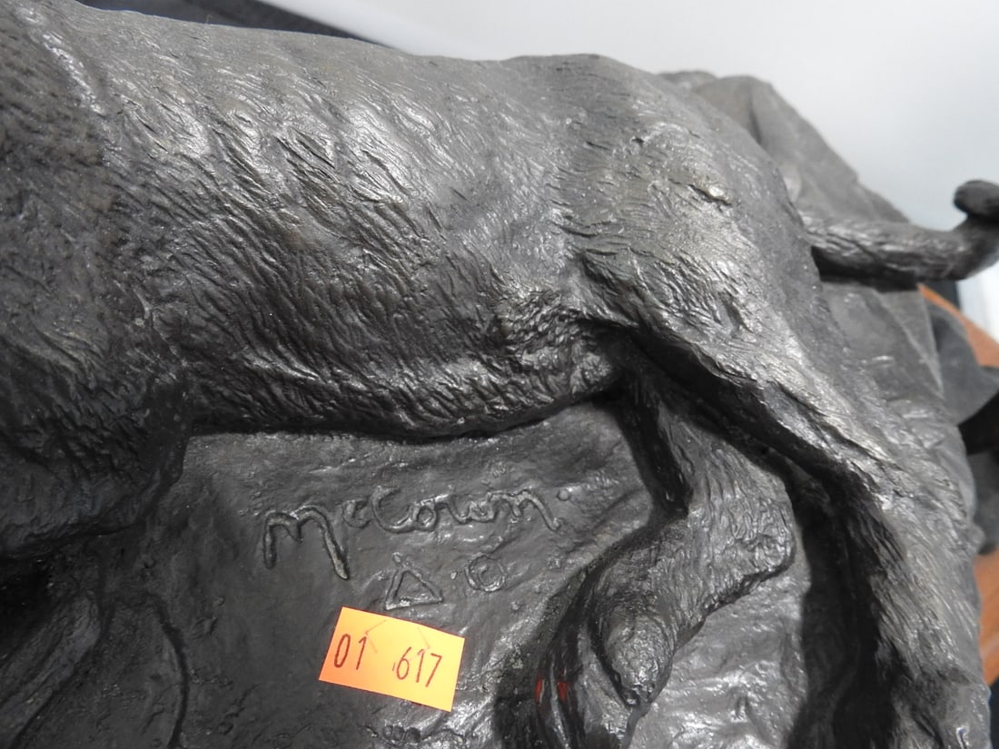 Limited Edition Cougar Family Bronze Sculpture on Wood Base - 3