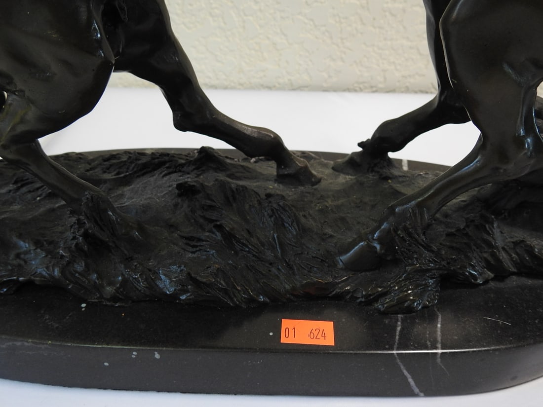 Langford Monroe Challenging Stallions Bronze Sculpture - 2