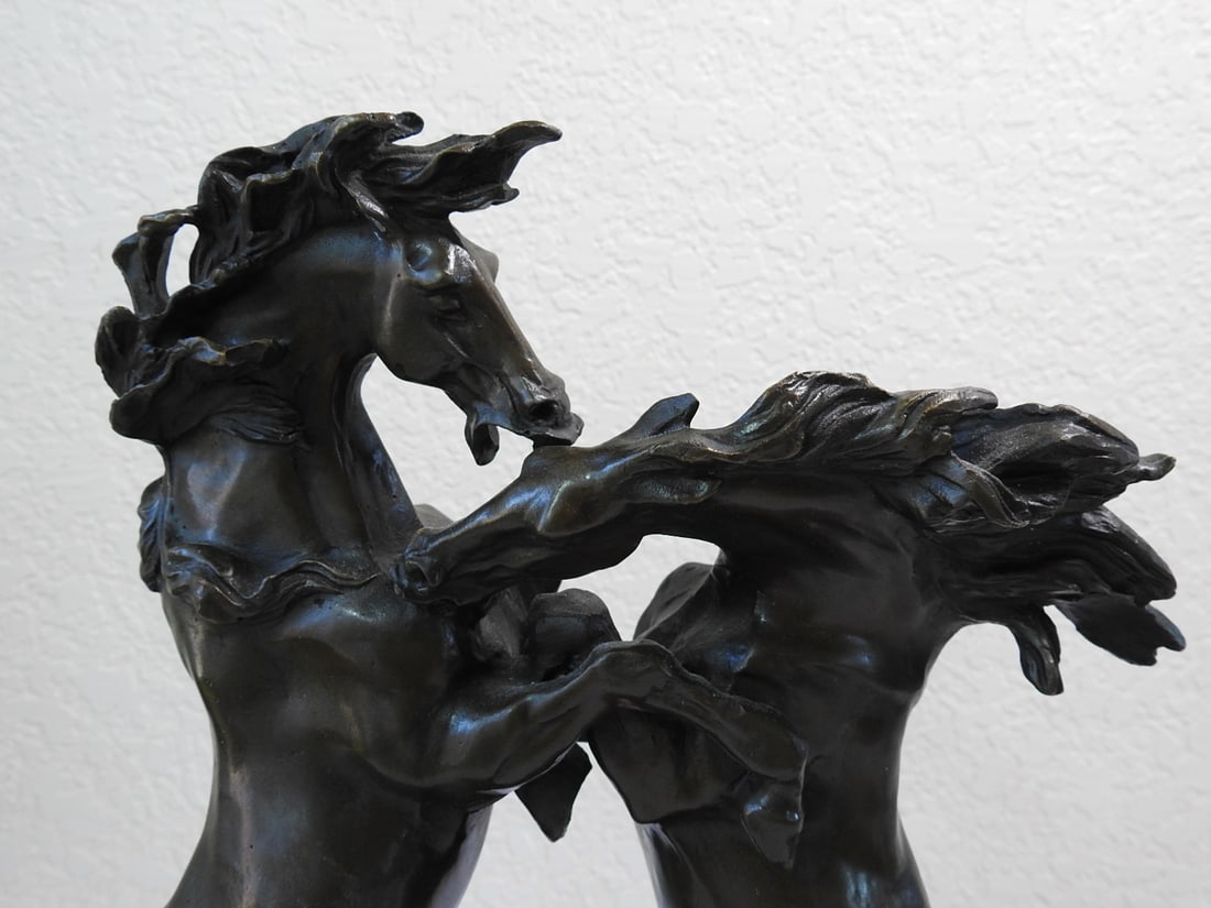 Langford Monroe Challenging Stallions Bronze Sculpture - 4