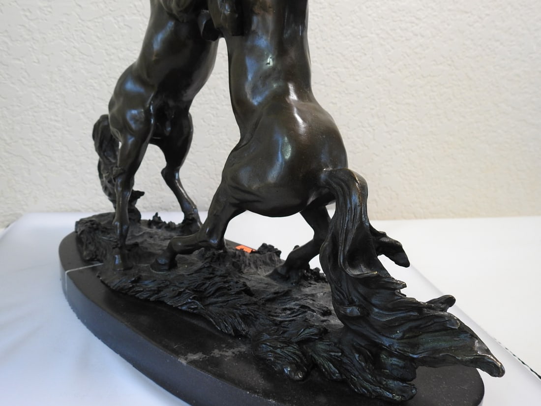 Langford Monroe Challenging Stallions Bronze Sculpture - 5