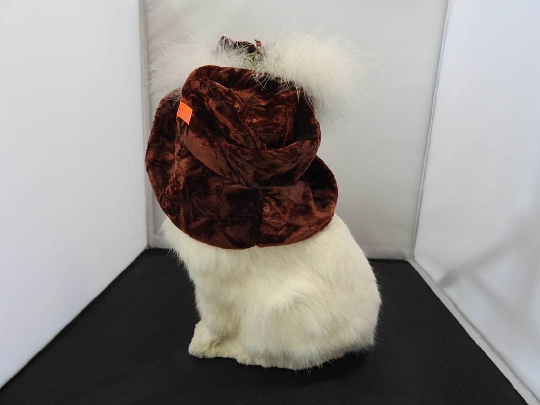 Victorian Style Cat Stuffed Animal with Rabbit Fur - 3