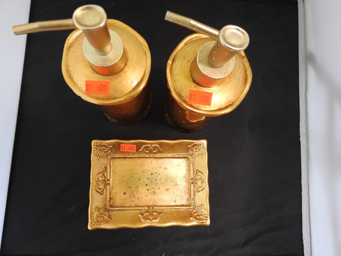 Classic Gold Porcelain Bathroom Set of 3 - 3