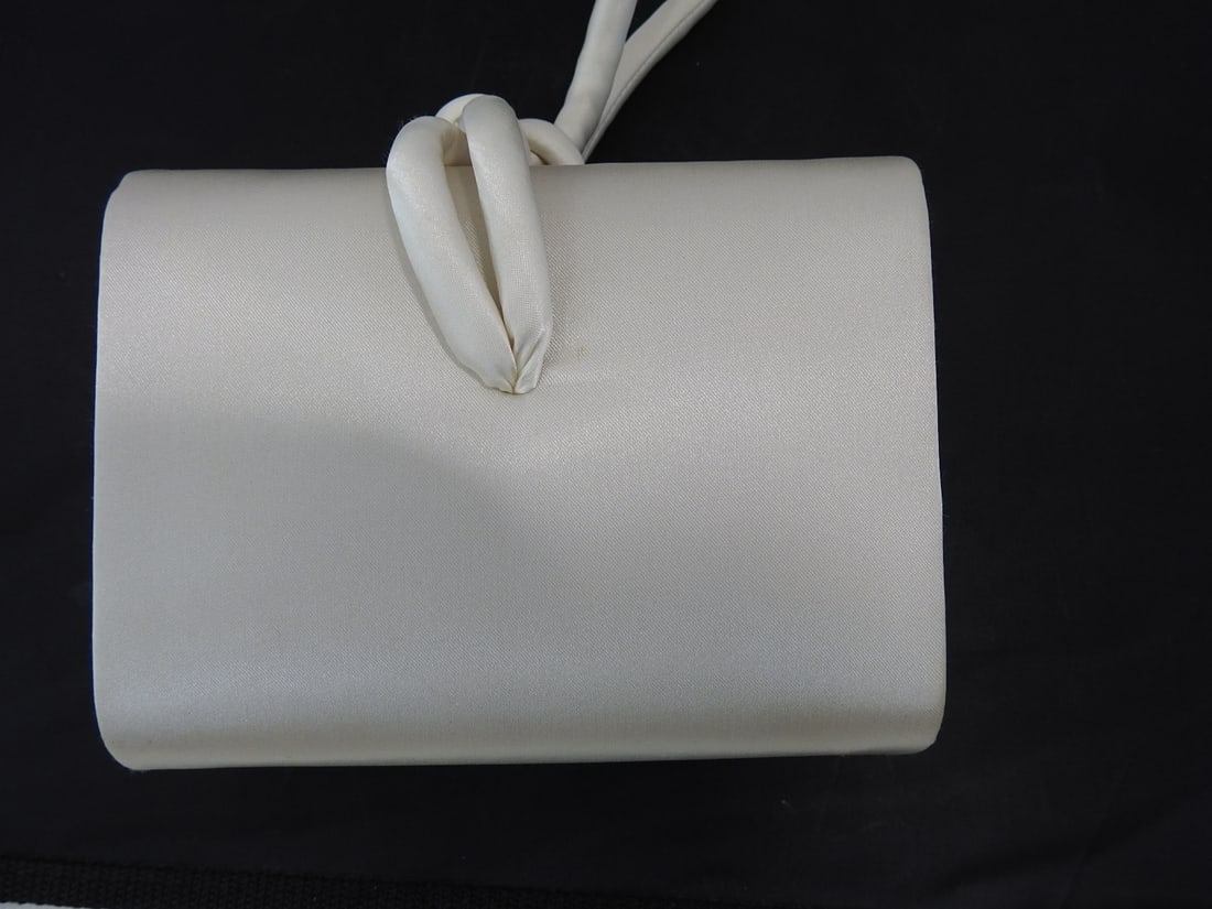 Valerie Stevens White Satin Clutch Bag - 2