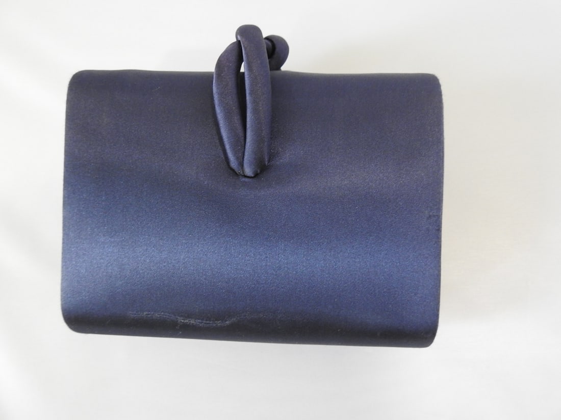 Valerie Stevens Blue Satin Clutch Bag - 2