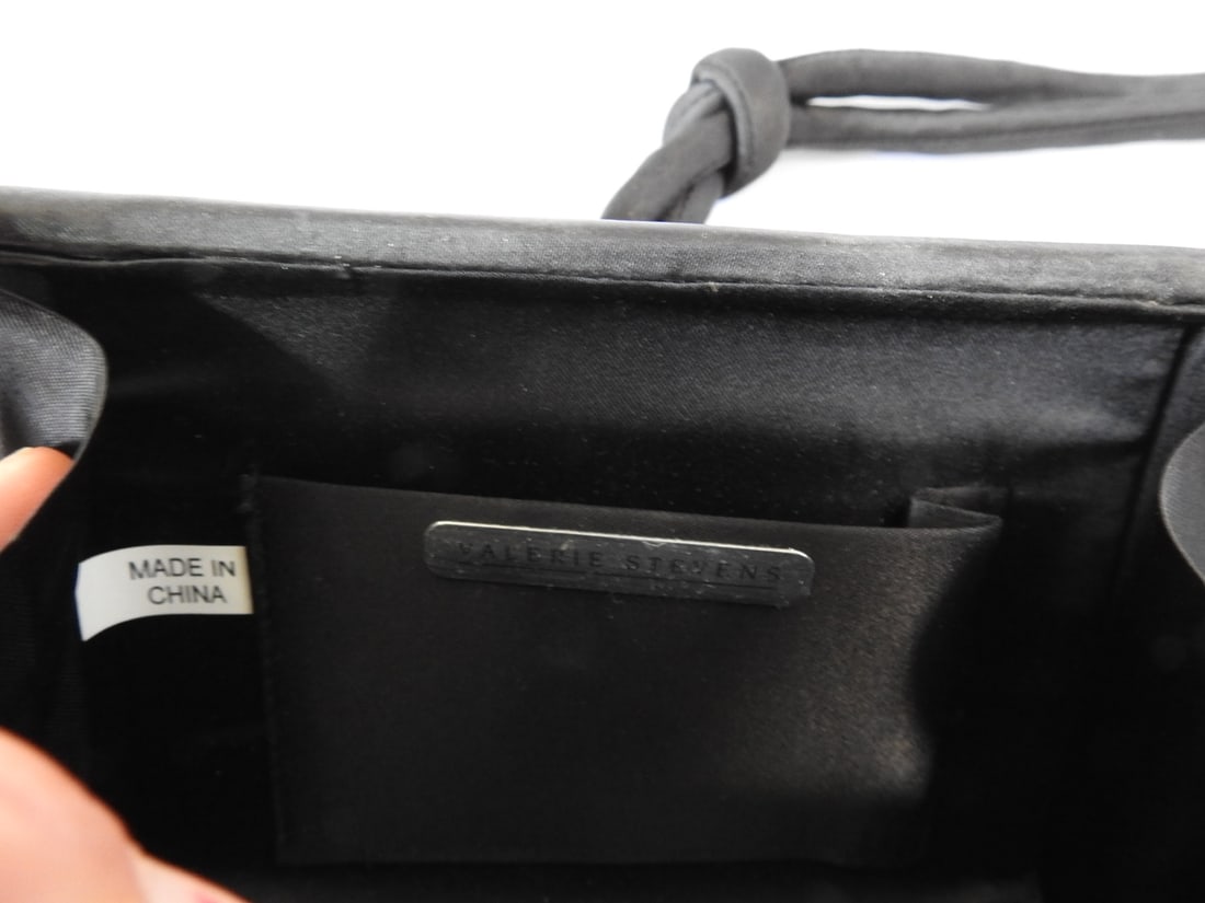 Valerie Stevens Black Satin Clutch Bag - 2