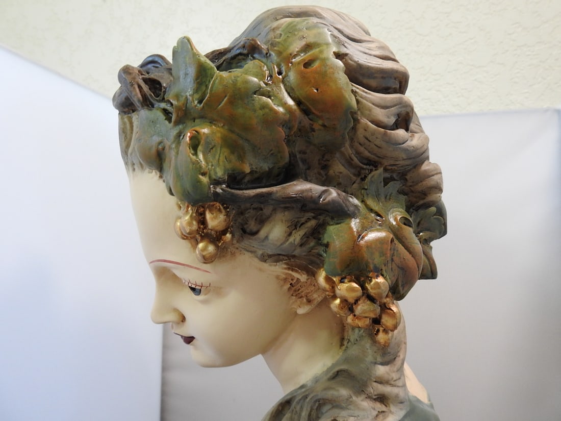French Girl Bust on Marble Base - 2