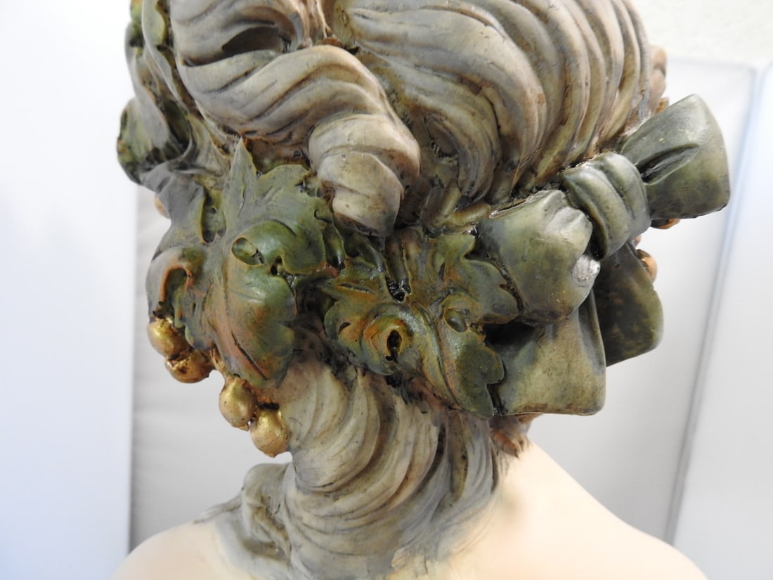 French Girl Bust on Marble Base - 4