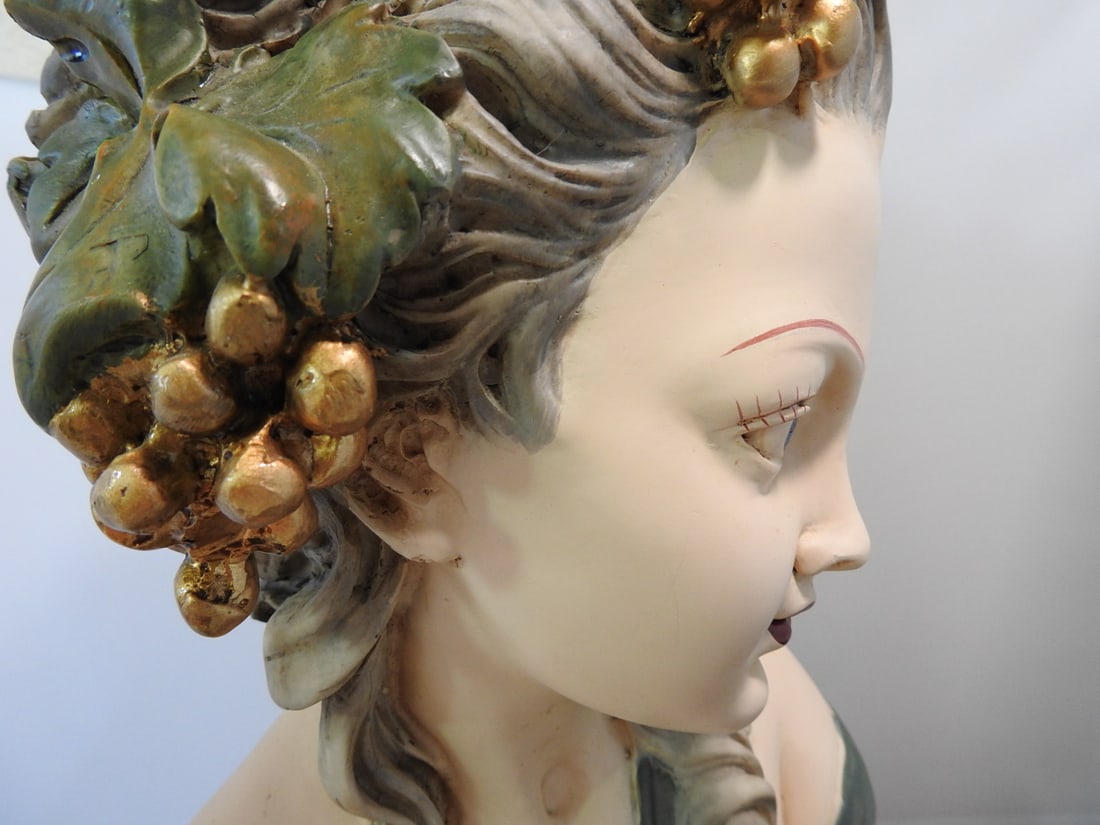 French Girl Bust on Marble Base - 6