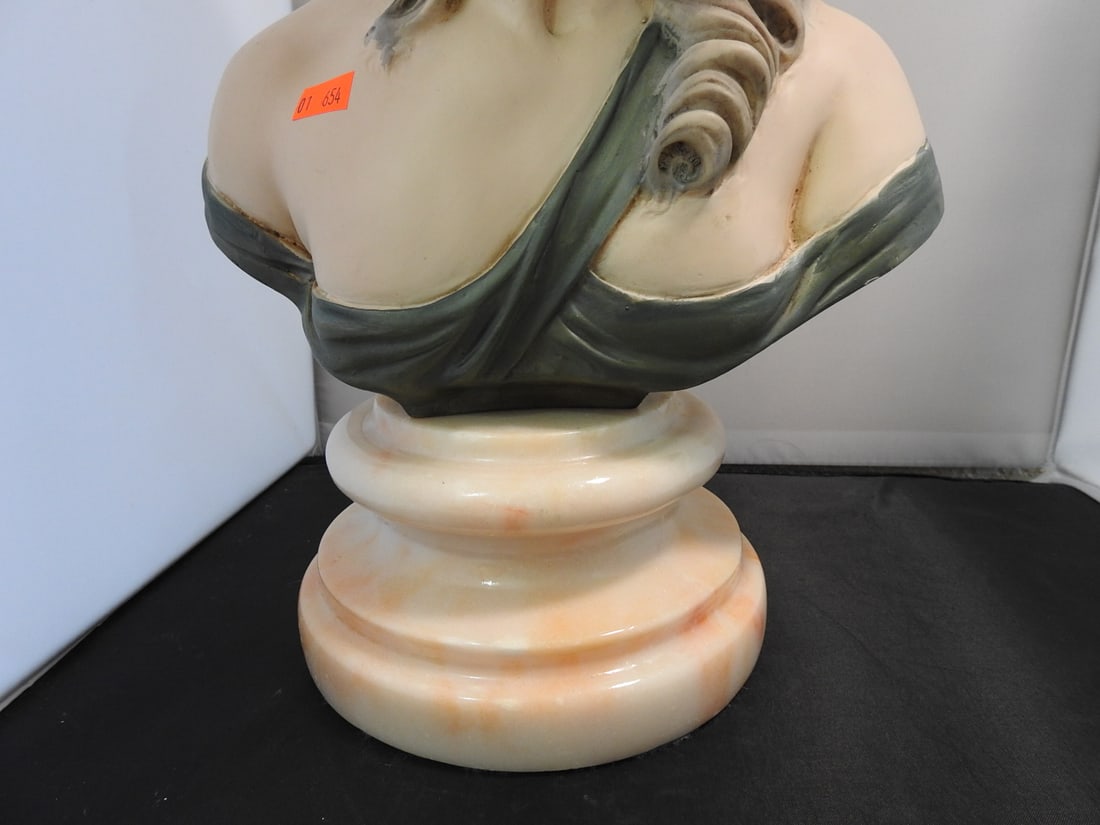 French Girl Bust on Marble Base - 7