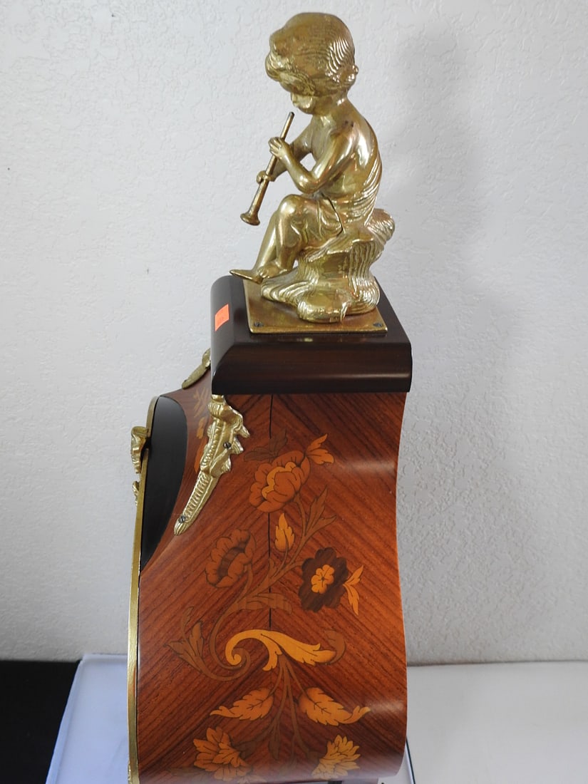 Italian Marquetry and Ormolu Mantel Clock with Hermle Movement - 11