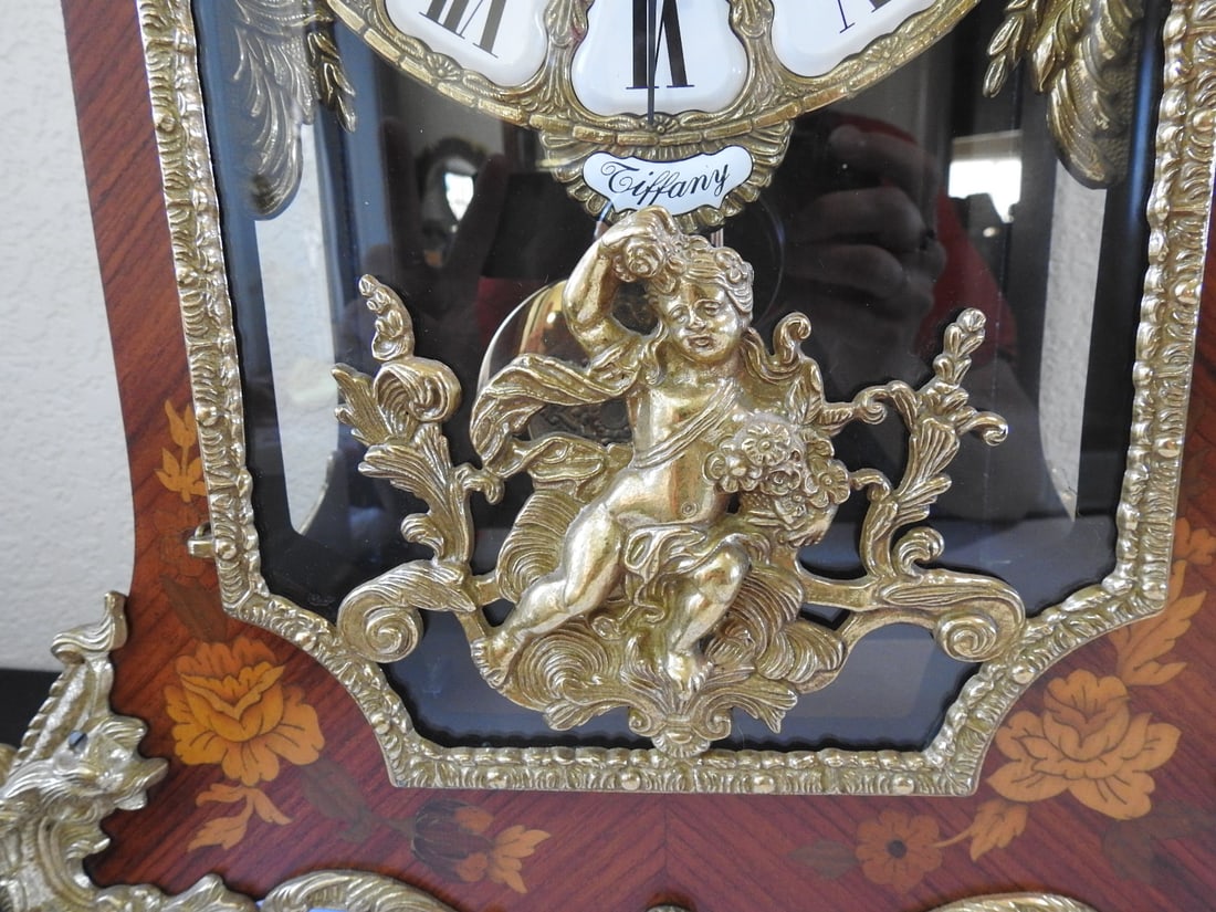 Italian Marquetry and Ormolu Mantel Clock with Hermle Movement - 3