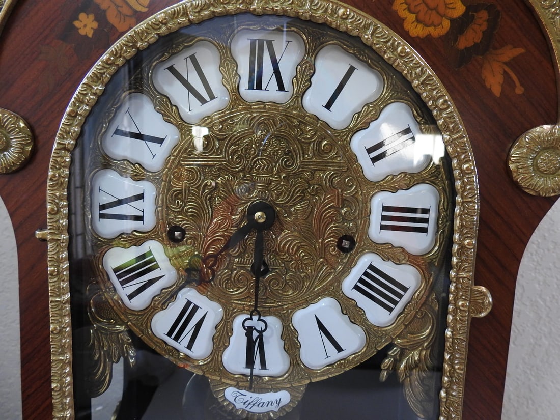 Italian Marquetry and Ormolu Mantel Clock with Hermle Movement - 4