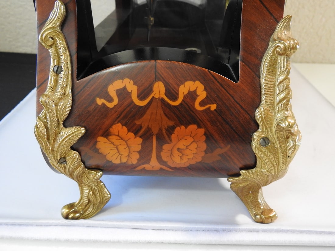 Italian Marquetry and Ormolu Mantel Clock with Hermle Movement - 7