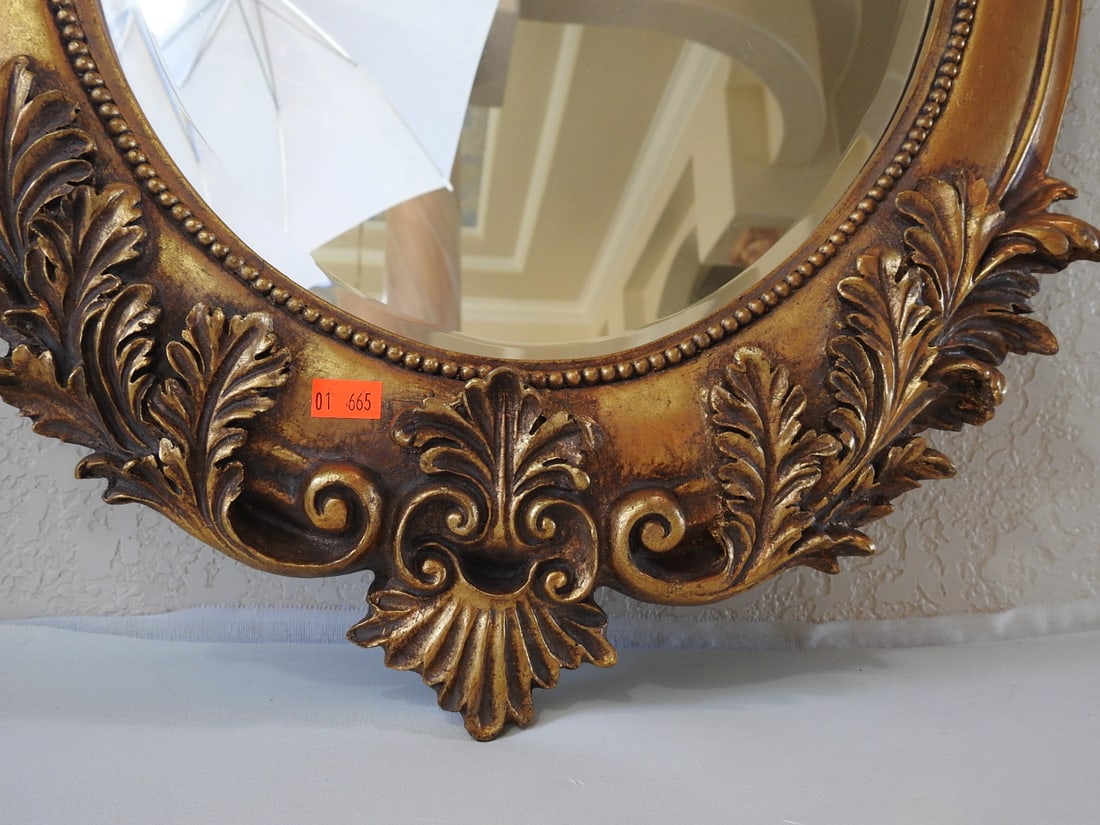 Victorian Style Gold Framed Pebbled Mirror - 2