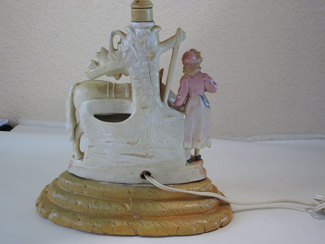 Vintage Hand-Painted German Porcelain Lamp - 4