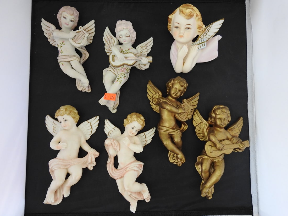 Set of Seven Vintage Porcelain Cherub Figures - 2