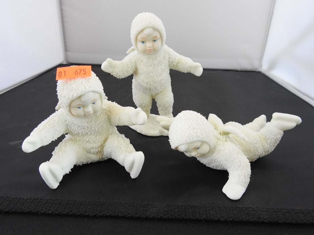 Set of Three Porcelain Bisque Snowbaby Figures (1 of 8)