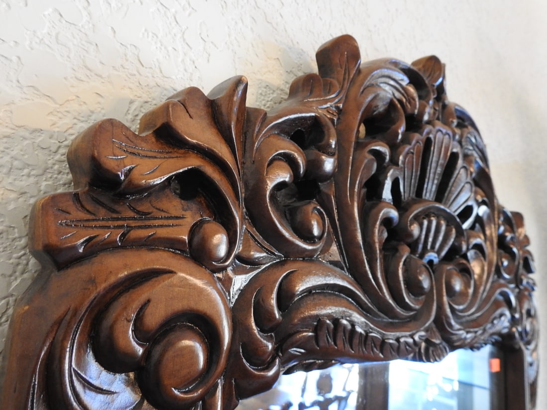 Rococo Style Carved Mahogany Wall Mirror - 3