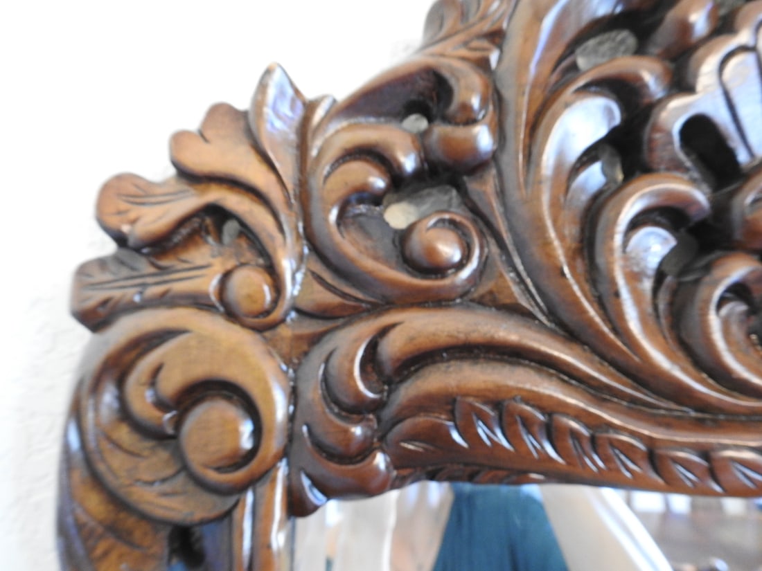 Rococo Style Carved Mahogany Wall Mirror - 5