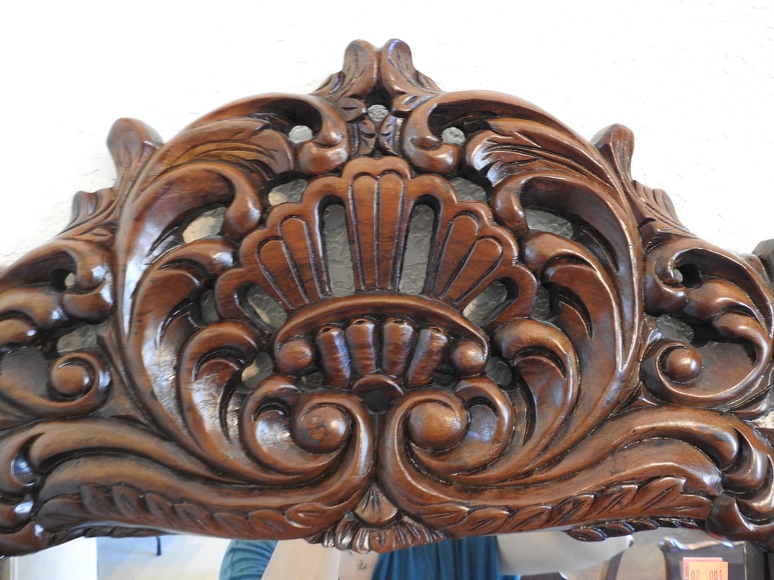 Rococo Style Carved Mahogany Wall Mirror - 6