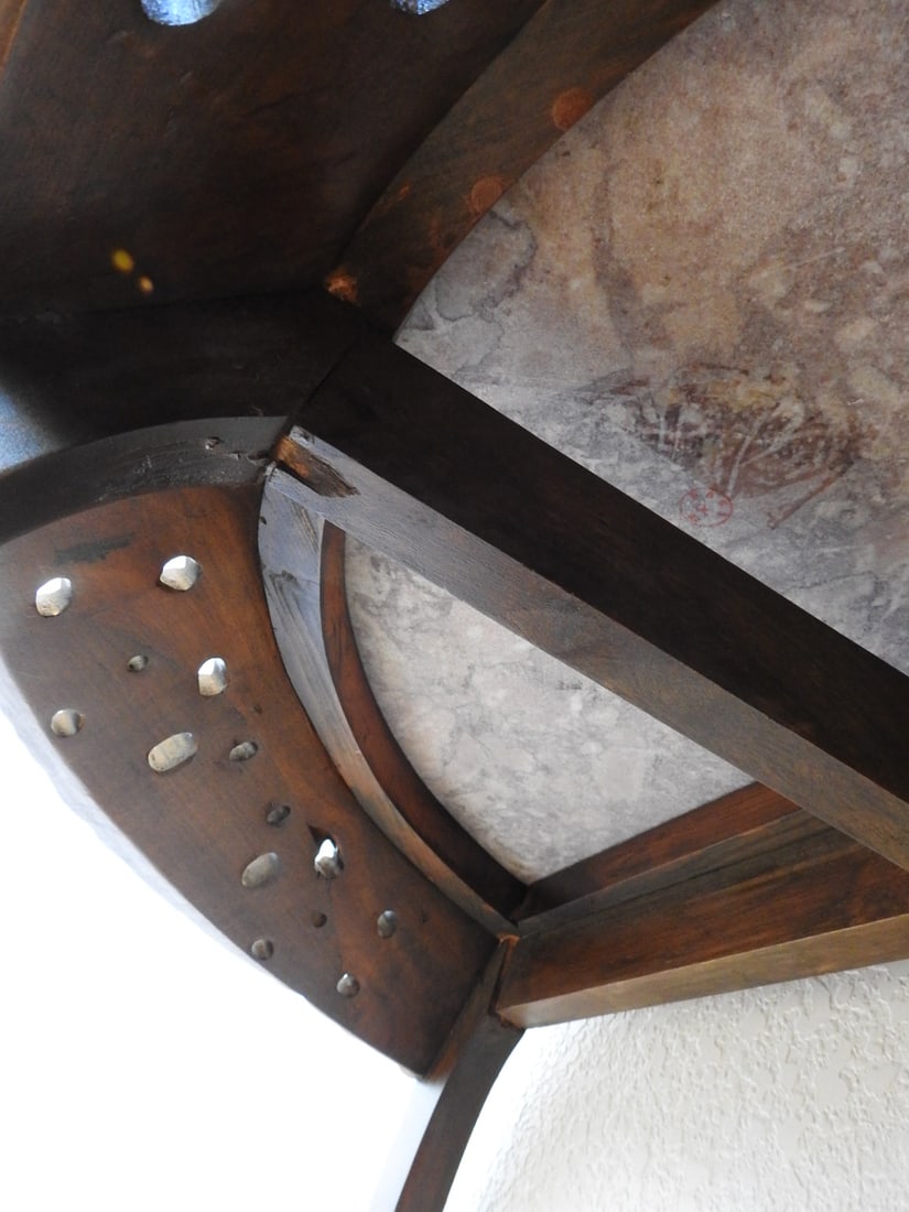 Rococo Style Half-Moon Console Table with Marble Top - 6