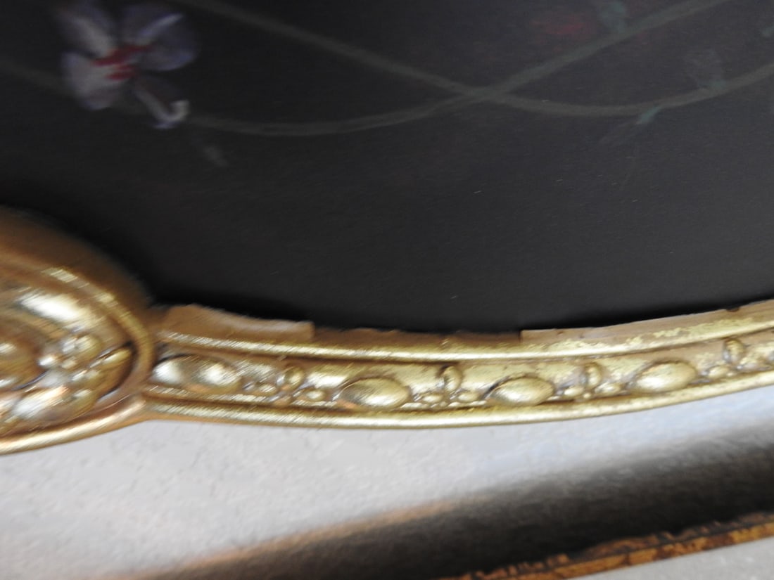Baroque Style Oval Wall Mirror with Gilt Floral Detail - 6