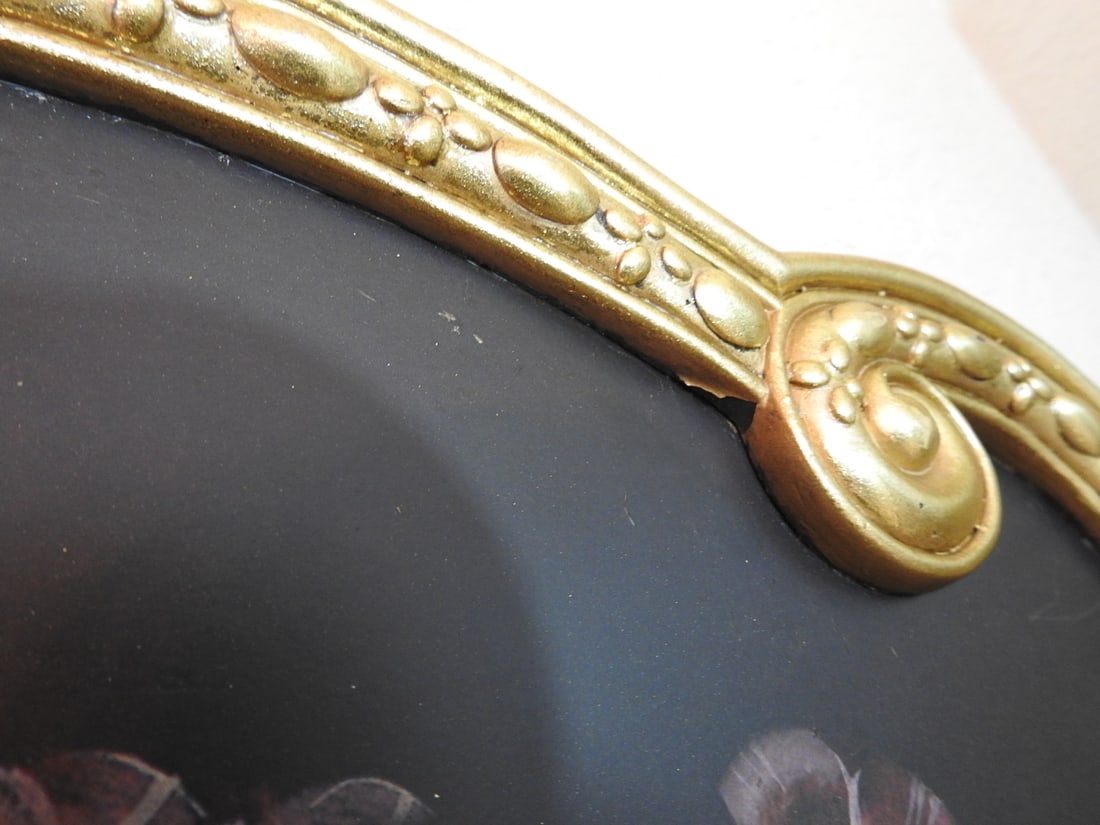 Baroque Style Oval Wall Mirror with Gilt Floral Detail - 8