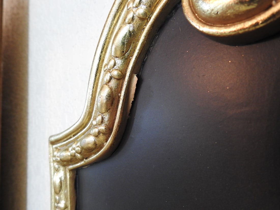 Baroque Style Oval Wall Mirror with Gilt Floral Detail - 9