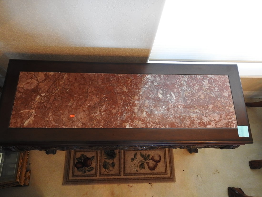 Rococo Style Mahogany Console Table with Marble Top - 2