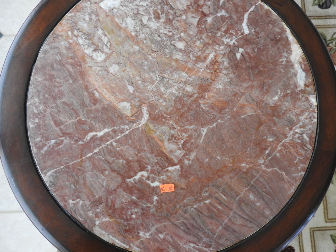 Rococo Style Accent Table with Marble Top - 2