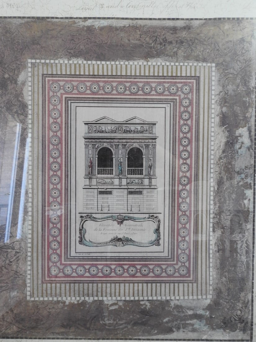 Neoclassical Framed Etching Reprint - 4