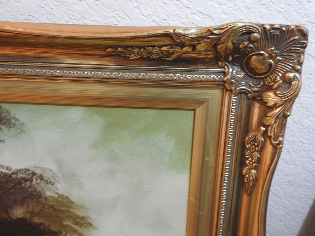 Framed Landscape Painting in Ornate Gilt Frame - 3