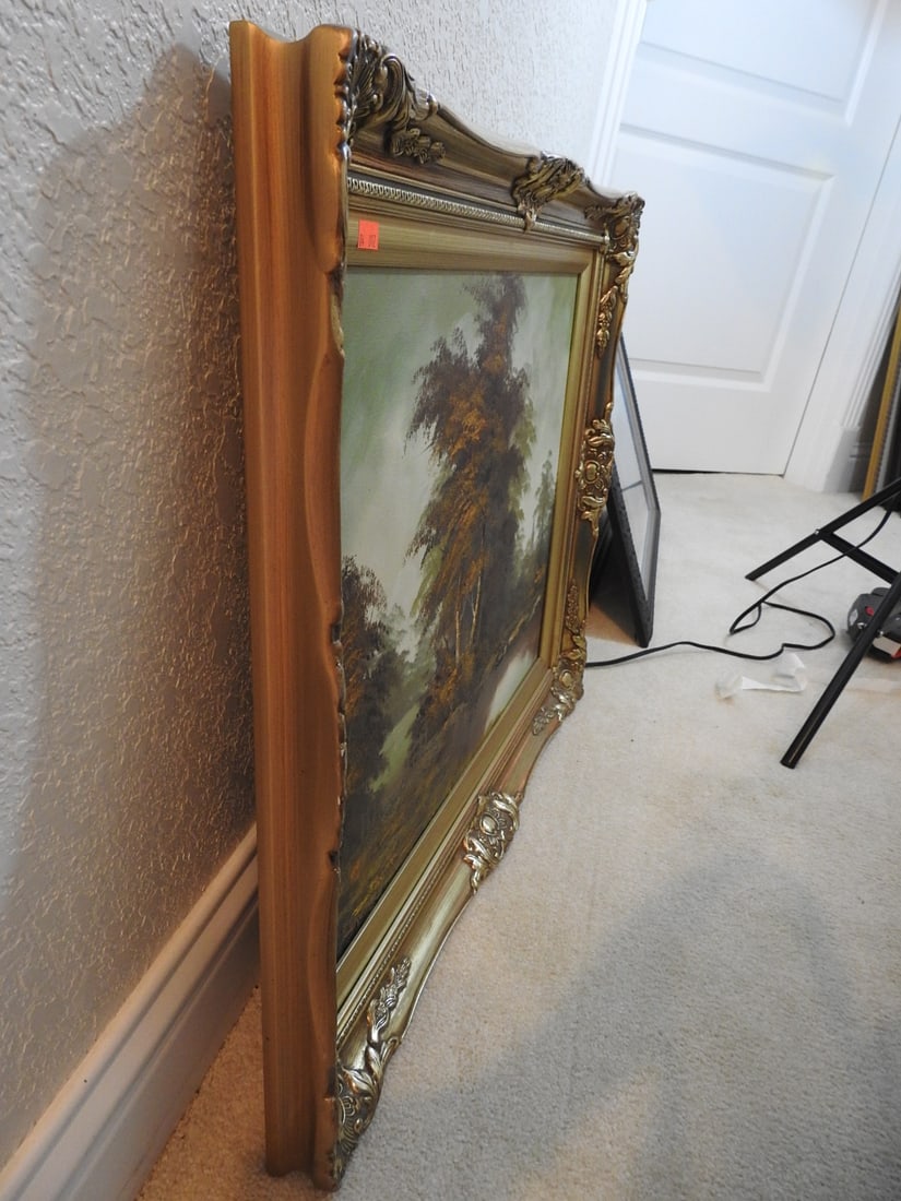 Framed Landscape Painting in Ornate Gilt Frame - 4