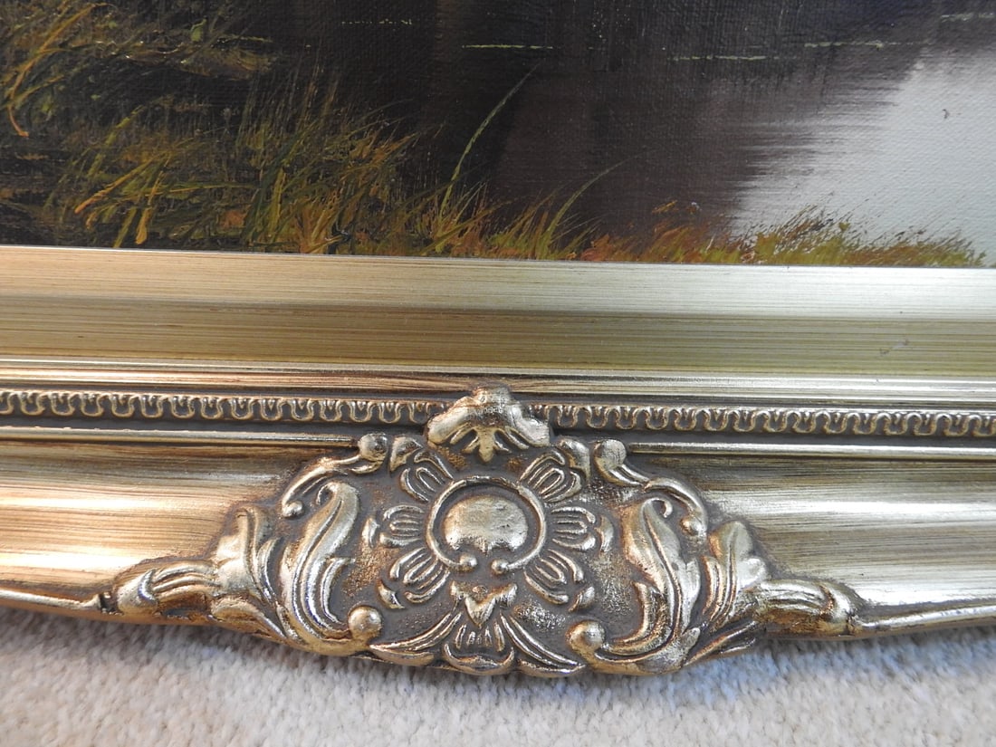 Framed Landscape Painting in Ornate Gilt Frame - 8